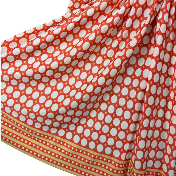 Vintage 70s Orange Polka Dot Collared Long Sleeve Front Zip Retro Midi Dress S - Picture 6 of 7